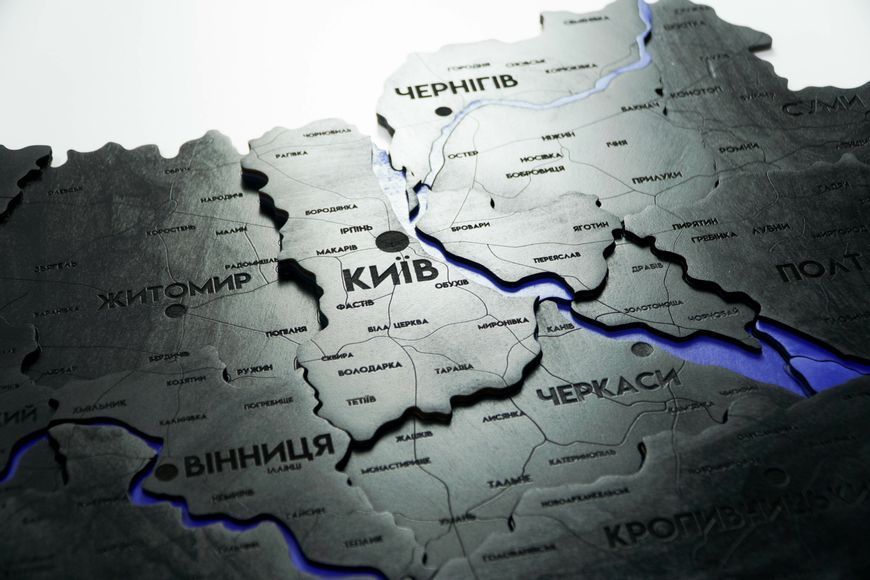 Подробная карта Украины многослойная 3D с реками цвет Nero 2222125 фото