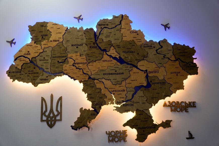 Карта Украины многослойная 3D с подсветкой цвета Light Tree 21226251 фото