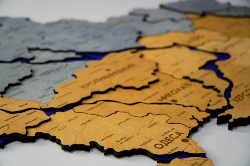 Деталізована карта України багатошарова 3D з річками колір Flag 2223615 фото