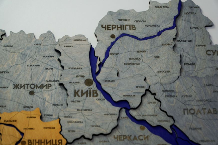 Подробная карта Украины многослойная 3D с реками цвет Flag 2223620 фото
