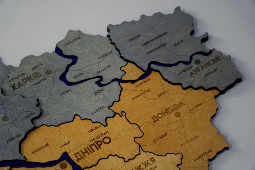 Подробная карта Украины многослойная 3D с реками цвет Flag 2223625 фото