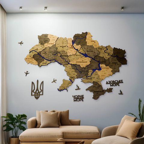 Подробная карта Украины многослойная 3D с реками цвет Elis 2222415 фото
