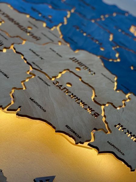 Карта Украины на акриле с подсветкой между областями цвет Flag 2 21136230 фото