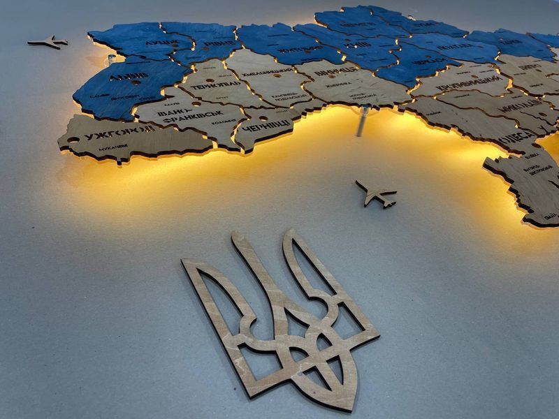 Карта Украины на акриле с подсветкой между областями цвет Flag 2 21136230 фото