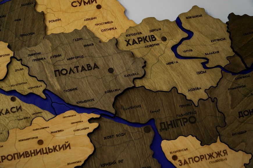 Подробная карта Украины многослойная 3D с реками цвет Elis 2222420 фото