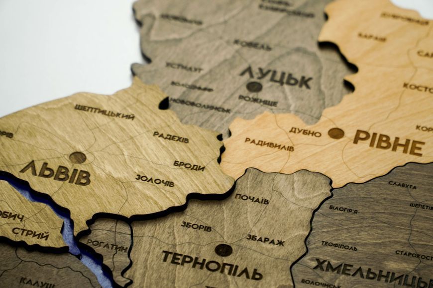 Подробная карта Украины многослойная 3D с реками цвет Elis 2222420 фото