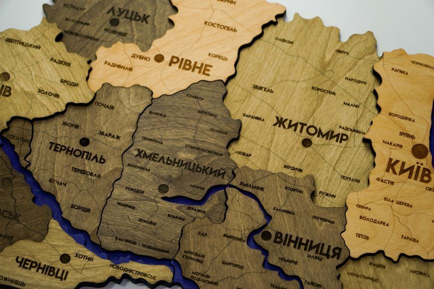 Подробная карта Украины многослойная 3D с реками цвет Elis 2222430 фото